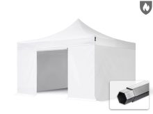   Professional összecsukható sátor PROFESSIONAL 620g/m2 tűzálló ponyvával, alumínium szerkezettel, 4 oldalfallal, ablak nélkül - 4x4m fehér