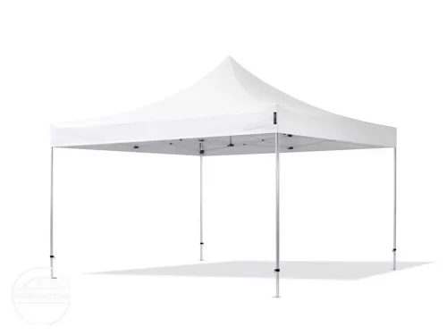 TP 4x4m összecsukható 850N alumínium pavilon, 4 db oldalfallal, ablak nélkül, nehezen éghető - fehér