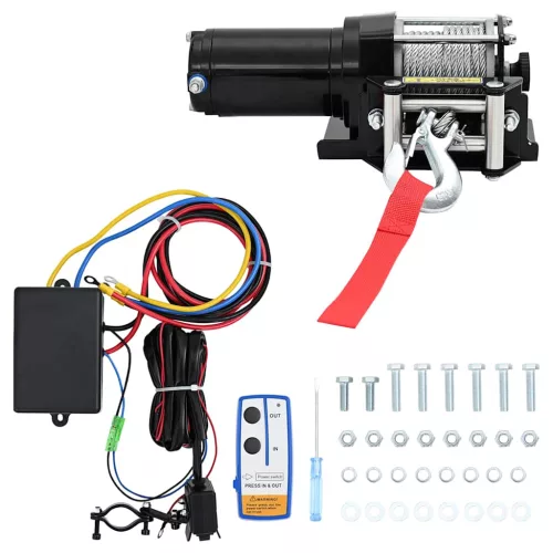12V Elektr. Csörlő 1360kg Szerelőlap Görgő Vezeték nélküli Távirányító