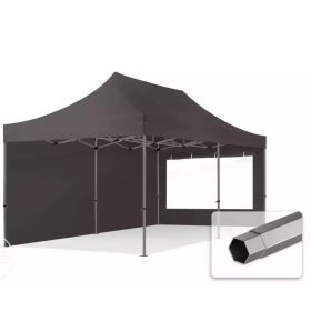   TP 3x6m összecsukható 750N acél vázas pavilon, 2 db oldalfallal - sötétszürke