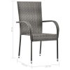 VID 2 db szürke rakásolható polyrattan kültéri szék