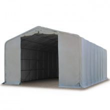   TP Ponyvagarázs/ sátorgarázs / tároló 8x24m-4m oldalmagasság, PVC 550g/nm kapuméret: 4,0x4,7m szürke színben