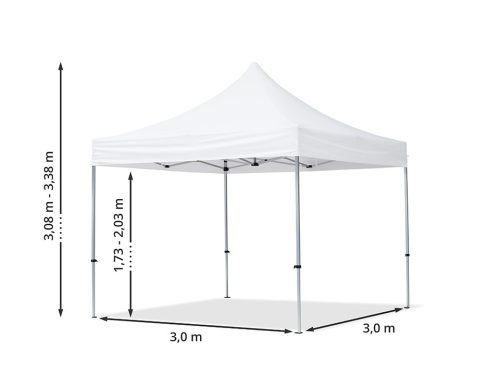TP 3x3m összecsukható alumínium pavilon, 4 db oldalfallal - fekete