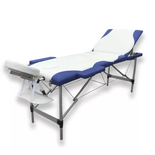 3-zone white-blue aluminium massage table