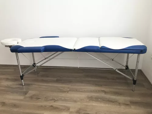 3-zone white-blue aluminium massage table