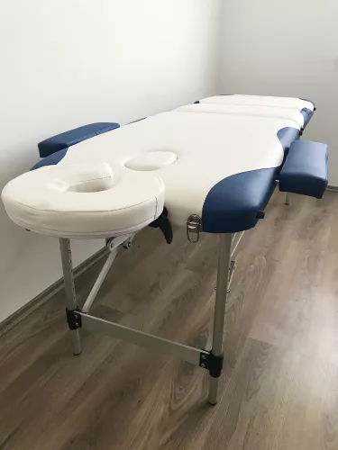3-zone white-blue aluminium massage table