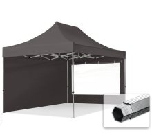   Professional összecsukható sátrak PROFESSIONAL 400g/m2 ponyvával, alumínium szerkezettel, 2 oldalfallal, panoráma ablakkal - 3x4,5m sötétszürke