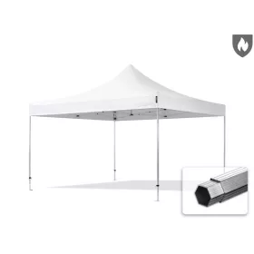  TP 4x4m összecsukható 850N alumínium pavilon, oldalfal nélkül, nehezen éghető - fehér