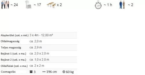 TP 3x3m standard rendezvénysátor, PVC 700 - zöld
