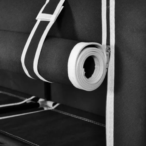 Fekete szövet cipőszekrény borítóval 115 x 28 x 110 cm 