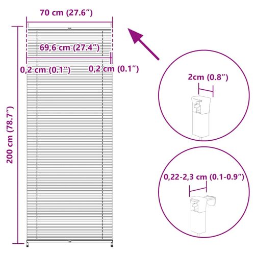 Plisse Roló 70 x 200 cm Fehér Redős Roló