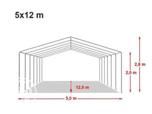 TP 5x12m standard rendezvénysátor, PVC 700 - fehér - tűzálló