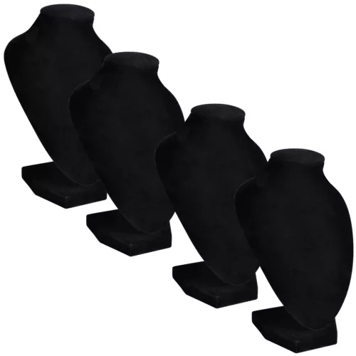 Flanel ékszer tartó nyaklánc mellszobor fekete 9 x 8,5 x 15 cm 4 db