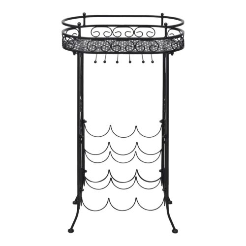  fém bortartó állvány 9 palackhoz pohártartóval 