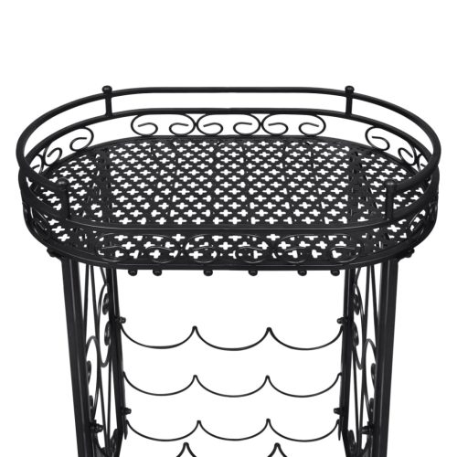  fém bortartó állvány 9 palackhoz pohártartóval 