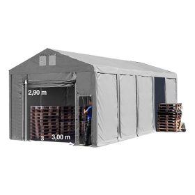   TP Vario 5x10m 3m oldalmagas raktársátor, bejárat típusa: felhúzható