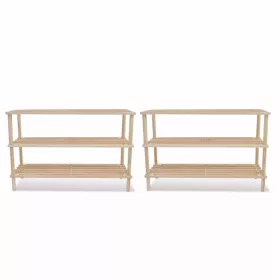  2 db 3-szintes tömör fenyőfa cipőpolc