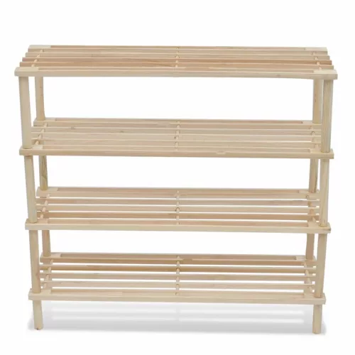  2 db 4-szintes tömör fenyőfa cipőpolc