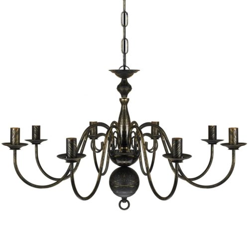 Antik Fekete Fém Csillár 8 x E14 Izzók