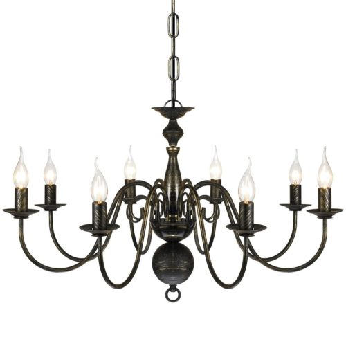 Antik Fekete Fém Csillár 8 x E14 Izzók