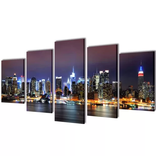 Vászon falikép szett színes new york-i Skyline 200 x 100 cm