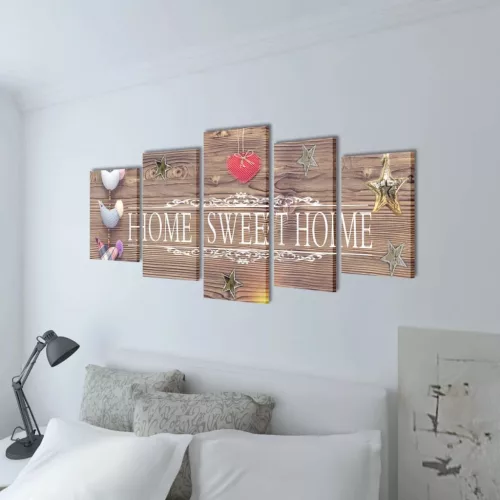 Nyomtatott vászon falikép szett Home Sweet Home" dizájn 100 x 50 cm"