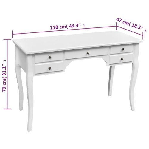 Francia fa íróasztal hajlított lábakkal és 5 db fiókkal