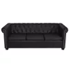  3 személyes fekete műbőr Chesterfield kanapé  