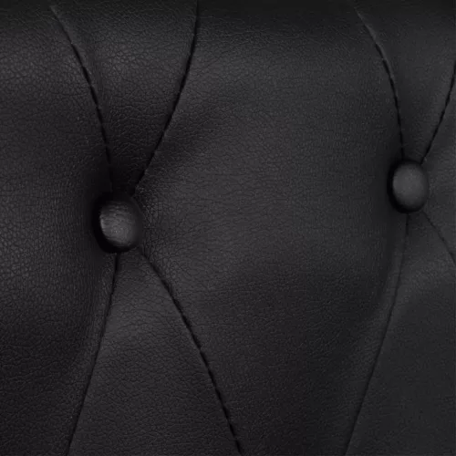  3 személyes fekete műbőr Chesterfield kanapé  