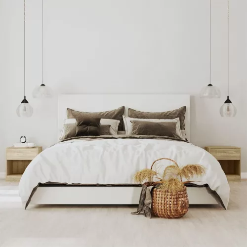  2 db tölgy színű fiókos éjjeliszekrény