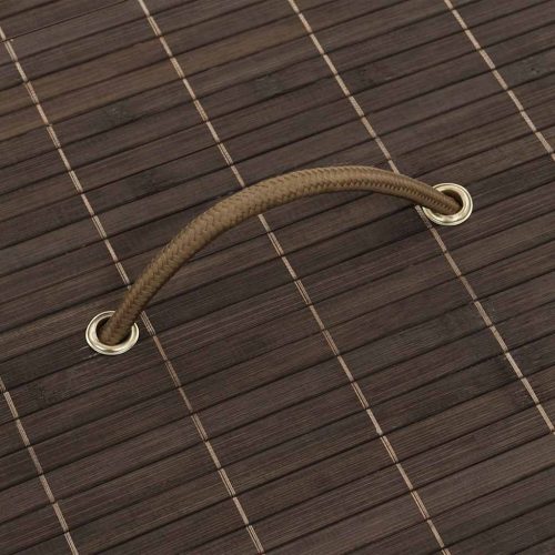  sötétbarna kerek bambusz szennyestartó kosár