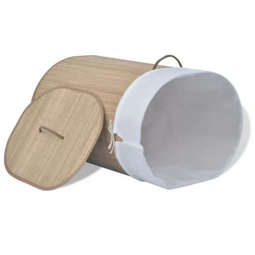  természetes színű ovális bambusz szennyestartó kosár