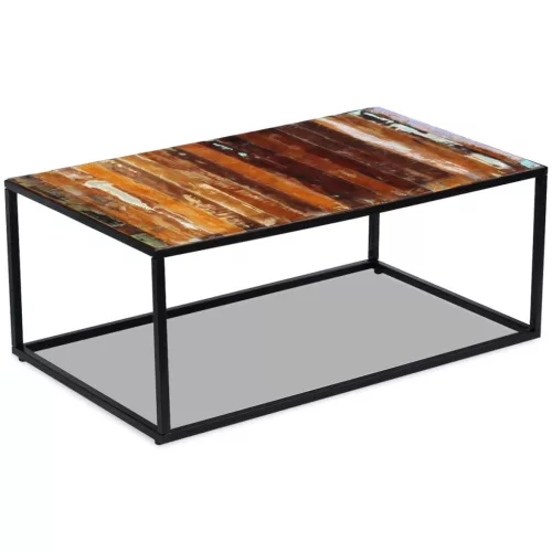  tömör újrahasznosított fa dohányzóasztal 100 x 60 x 40 cm