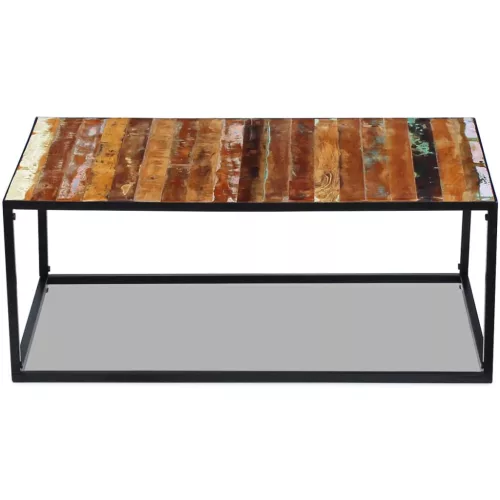  tömör újrahasznosított fa dohányzóasztal 100 x 60 x 40 cm
