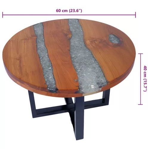  60 cm gyantázott tíkfa dohányzóasztal