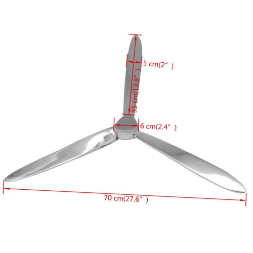  Falra rögzíthető propeller dekoráció alumínium ezüst 70 cm