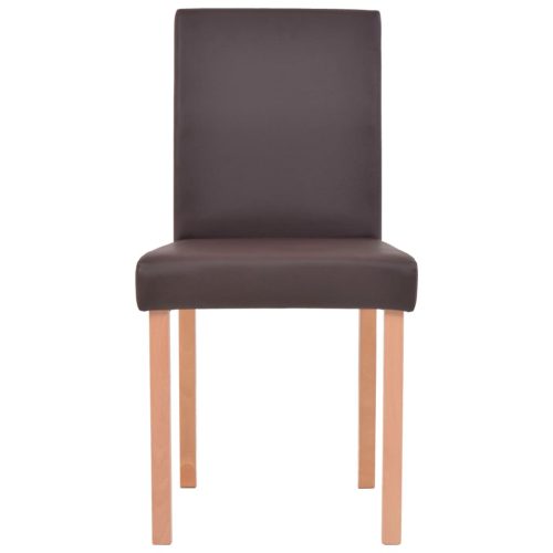  7 részes barna műbőr és tölgyfa étkezőgarnitúra