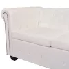  5 személyes fehér műbőr Chesterfield sarokkanapé 