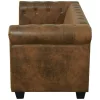  2 személyes barna műbőr Chesterfield kanapé 