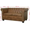  2 személyes barna műbőr Chesterfield kanapé 