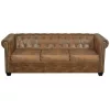  3 személyes barna műbőr Chesterfield kanapé 