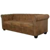  3 személyes barna műbőr Chesterfield kanapé 