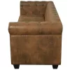  3 személyes barna műbőr Chesterfield kanapé 