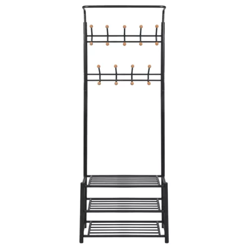  Fekete ruhaállvány cipőtárolóval 68x32x182,5 cm
