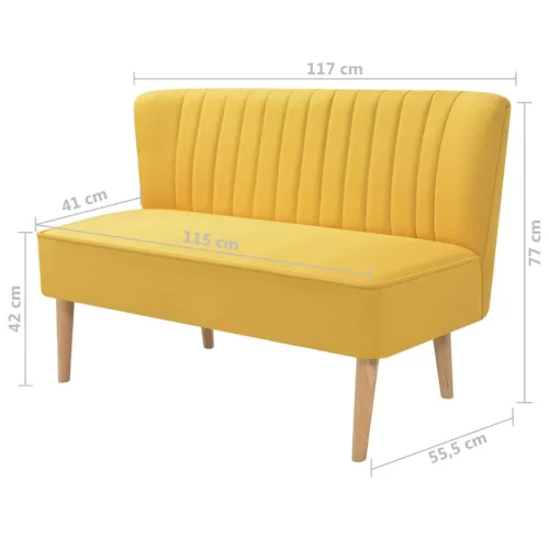  sárga szövetkanapé 117 x 55,5 x 77 cm 