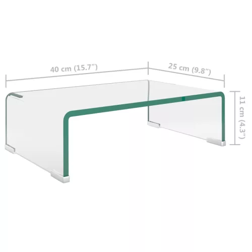  átlátszó üveg TV/monitor állvány 40x25x11 cm