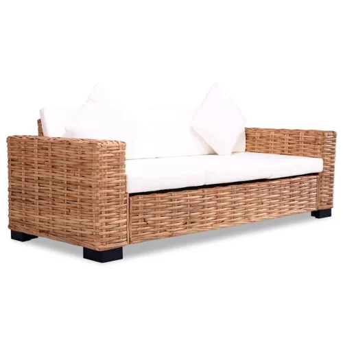 3-személyes természetes rattan kanapé  