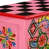  kézzel festett pink, tömör mangófa konzolasztal 