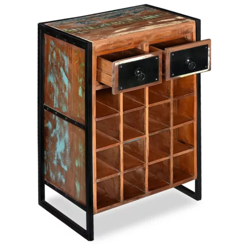  újrahasznosított fa bortartó állvány 16 palackhoz