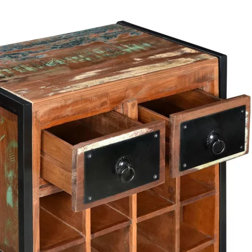  újrahasznosított fa bortartó állvány 16 palackhoz